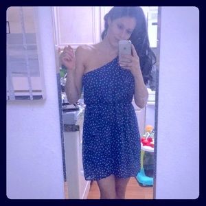 Adorable Dress polka dot flowy loose one shoulder